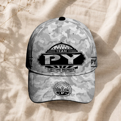 PY TC01 HH79 Team Your Name Hat, Personalized Camo Baseball Cap, Custom Family Gift, Gift for Him Her