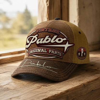 PABLO TC02 HH79  Personalized Name Baseball Cap, Vintage Retro Hat, Custom Gift for Him & Her