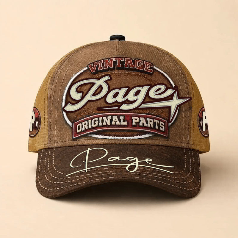 PAGE TC02 HH79  Personalized Name Baseball Cap, Vintage Retro Hat, Custom Gift for Him & Her