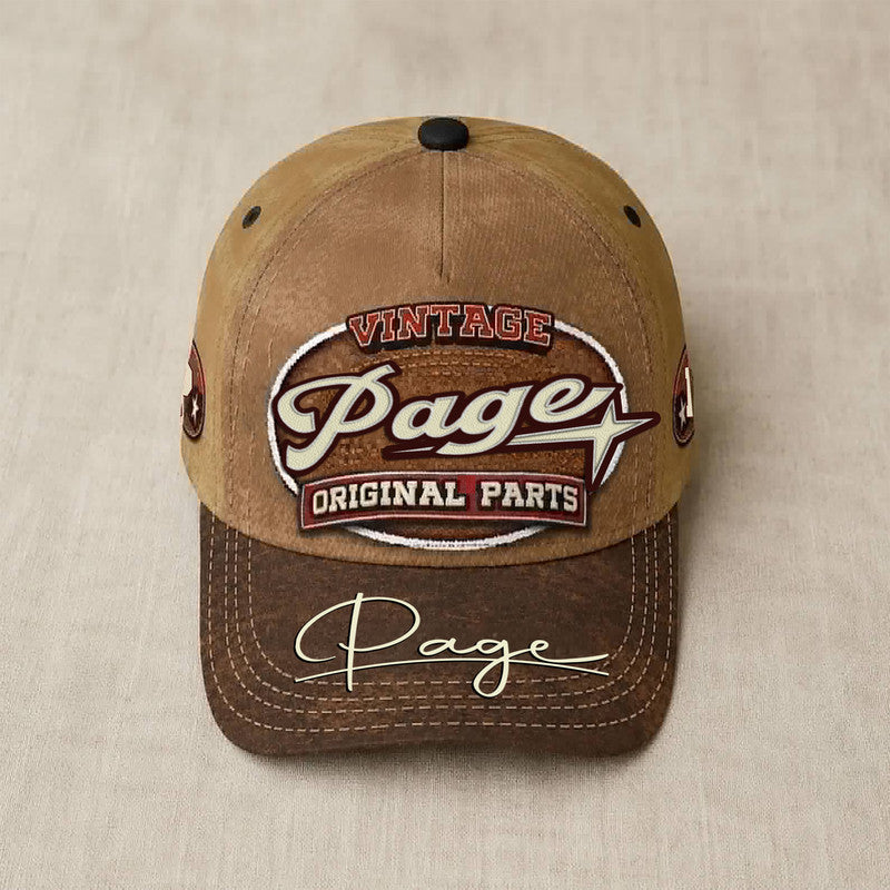 PAGE TC02 HH79  Personalized Name Baseball Cap, Vintage Retro Hat, Custom Gift for Him & Her