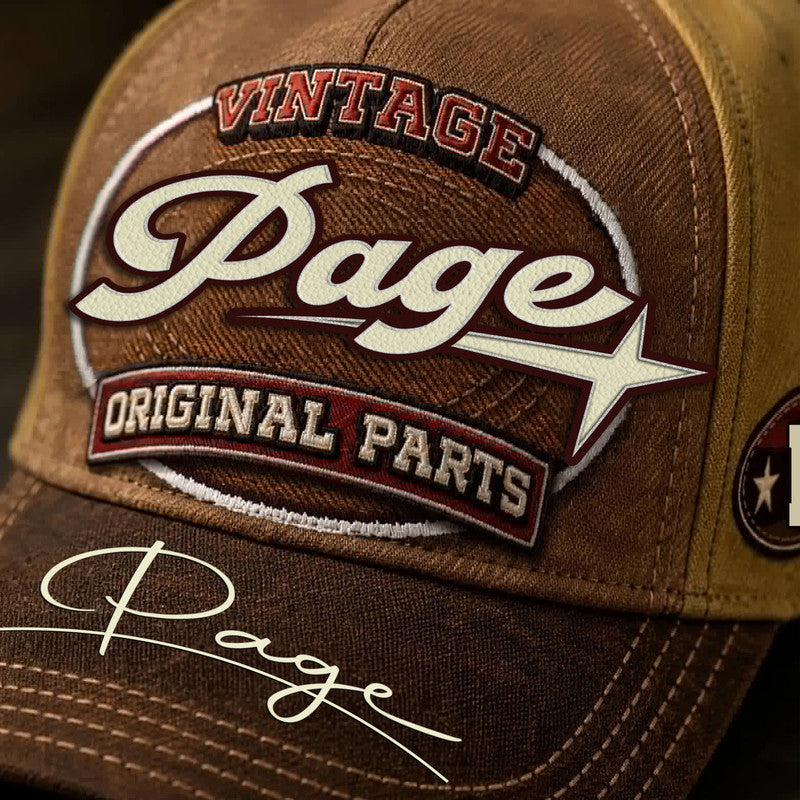 PAGE TC02 HH79  Personalized Name Baseball Cap, Vintage Retro Hat, Custom Gift for Him & Her