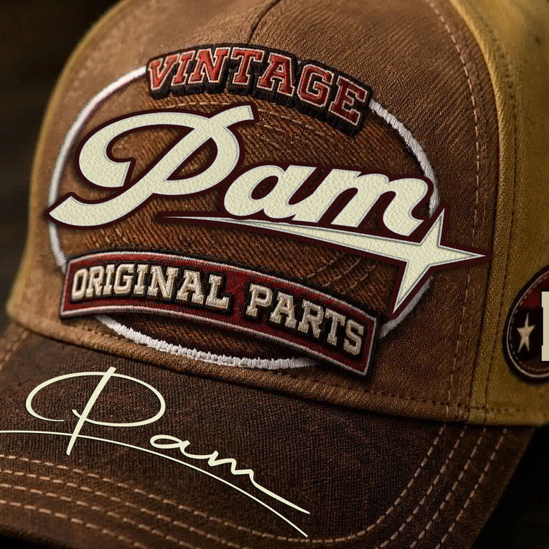 PAM TC02 HH79  Personalized Name Baseball Cap, Vintage Retro Hat, Custom Gift for Him & Her