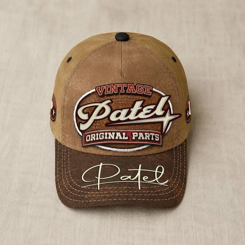 PATEL TC02 HH79  Personalized Name Baseball Cap, Vintage Retro Hat, Custom Gift for Him & Her