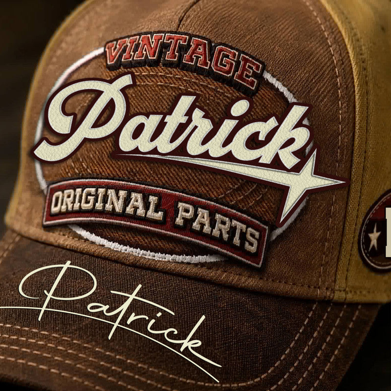 PATRICK TC02 HH79  Personalized Name Baseball Cap, Vintage Retro Hat, Custom Gift for Him & Her