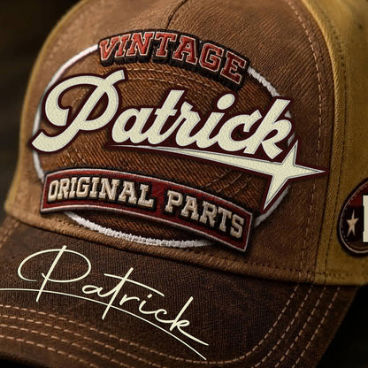 PATRICK TC02 HH79  Personalized Name Baseball Cap, Vintage Retro Hat, Custom Gift for Him & Her