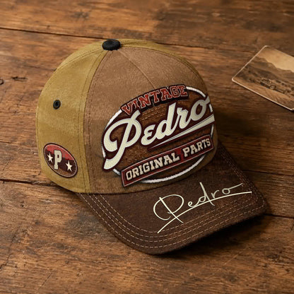 PEDRO TC02 HH79  Personalized Name Baseball Cap, Vintage Retro Hat, Custom Gift for Him & Her