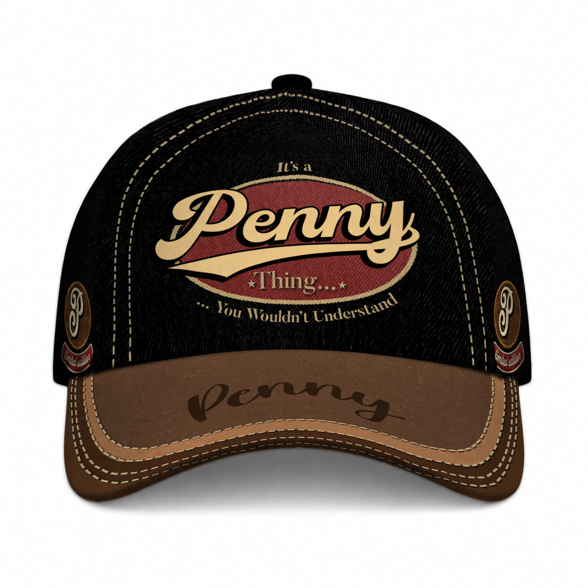 PENNY  TC06 HH79 Personalized Distressed Baseball Cap, Custom Retro Trucker Hat, Statement Dad Cap