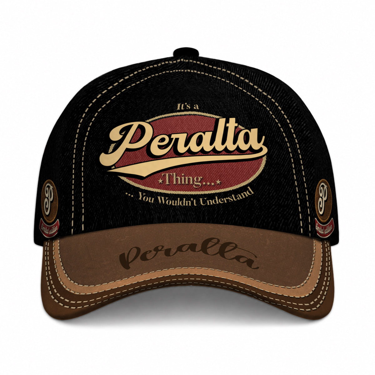 PERALTA  TC06 HH79 Personalized Distressed Baseball Cap, Custom Retro Trucker Hat, Statement Dad Cap