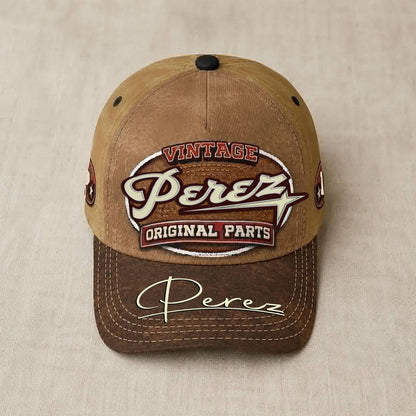 PEREZ TC02 HH79  Personalized Name Baseball Cap, Vintage Retro Hat, Custom Gift for Him & Her