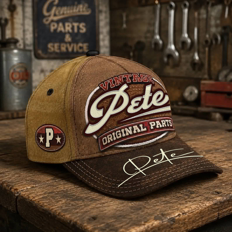 PETE TC02 HH79  Personalized Name Baseball Cap, Vintage Retro Hat, Custom Gift for Him & Her