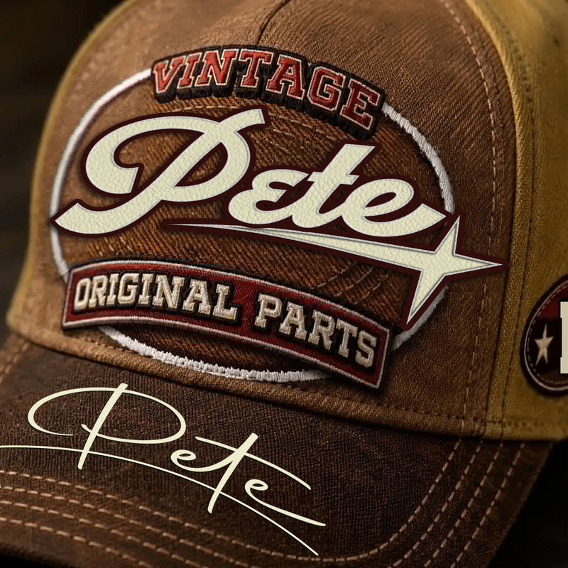 PETE TC02 HH79  Personalized Name Baseball Cap, Vintage Retro Hat, Custom Gift for Him & Her