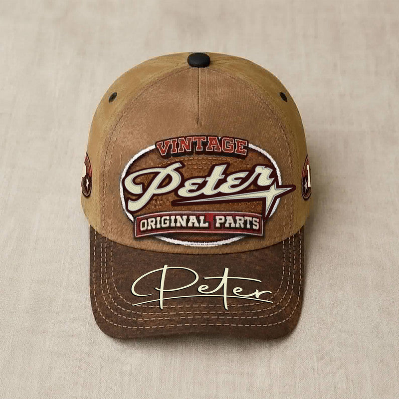 PETER TC02 HH79  Personalized Name Baseball Cap, Vintage Retro Hat, Custom Gift for Him & Her