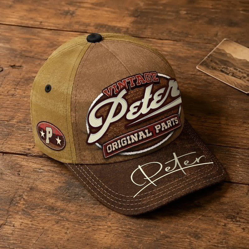 PETER TC02 HH79  Personalized Name Baseball Cap, Vintage Retro Hat, Custom Gift for Him & Her