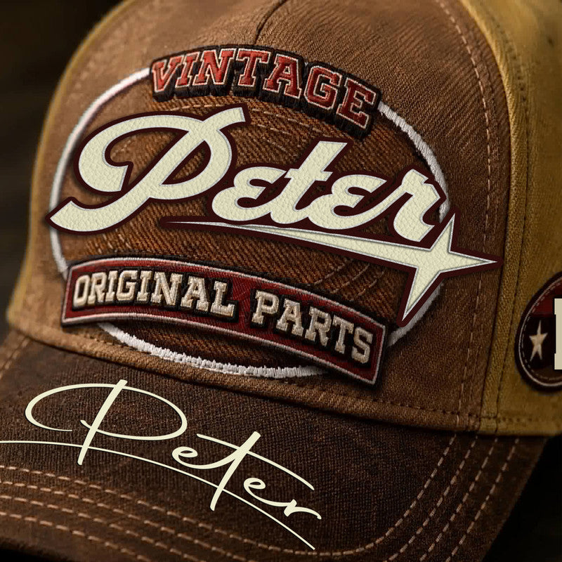 PETER TC02 HH79  Personalized Name Baseball Cap, Vintage Retro Hat, Custom Gift for Him & Her