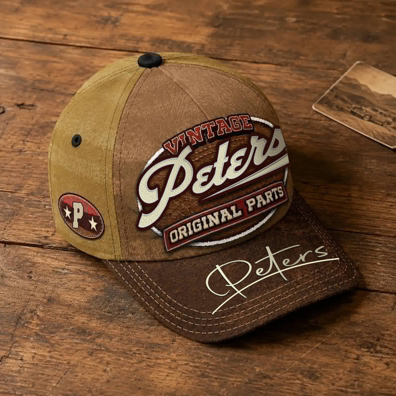 PETERS TC02 HH79  Personalized Name Baseball Cap, Vintage Retro Hat, Custom Gift for Him & Her