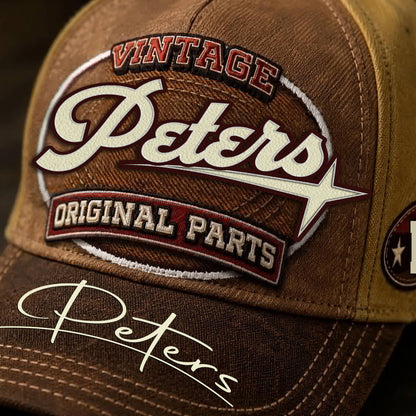 PETERS TC02 HH79  Personalized Name Baseball Cap, Vintage Retro Hat, Custom Gift for Him & Her