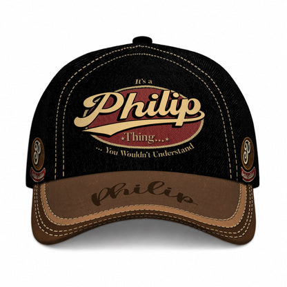PHILIP  TC06 HH79 Personalized Distressed Baseball Cap, Custom Retro Trucker Hat, Statement Dad Cap