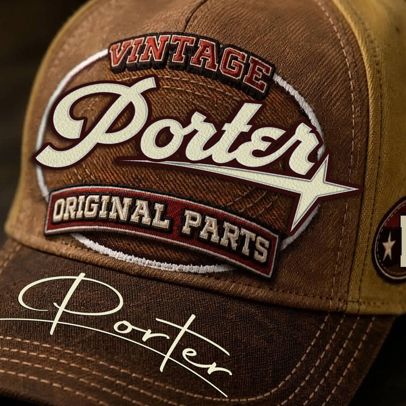 PORTER TC02 HH79  Personalized Name Baseball Cap, Vintage Retro Hat, Custom Gift for Him & Her