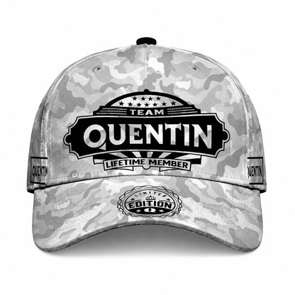 QUENTIN TC01 HH79 Team Your Name Hat, Personalized Camo Baseball Cap, Custom Family Gift, Gift for Him Her