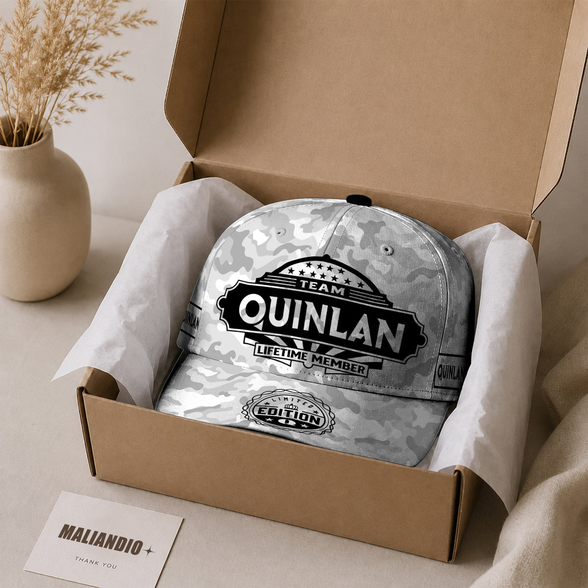 QUINLAN TC01 HH79 Team Your Name Hat, Personalized Camo Baseball Cap, Custom Family Gift, Gift for Him Her