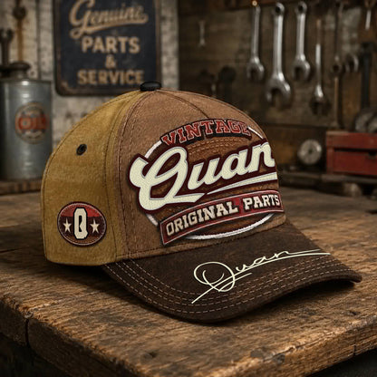 QUAN TC02 HH79  Personalized Name Baseball Cap, Vintage Retro Hat, Custom Gift for Him & Her