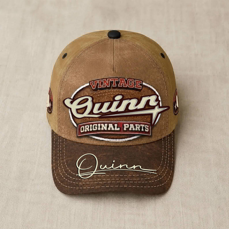 QUINN TC02 HH79  Personalized Name Baseball Cap, Vintage Retro Hat, Custom Gift for Him & Her