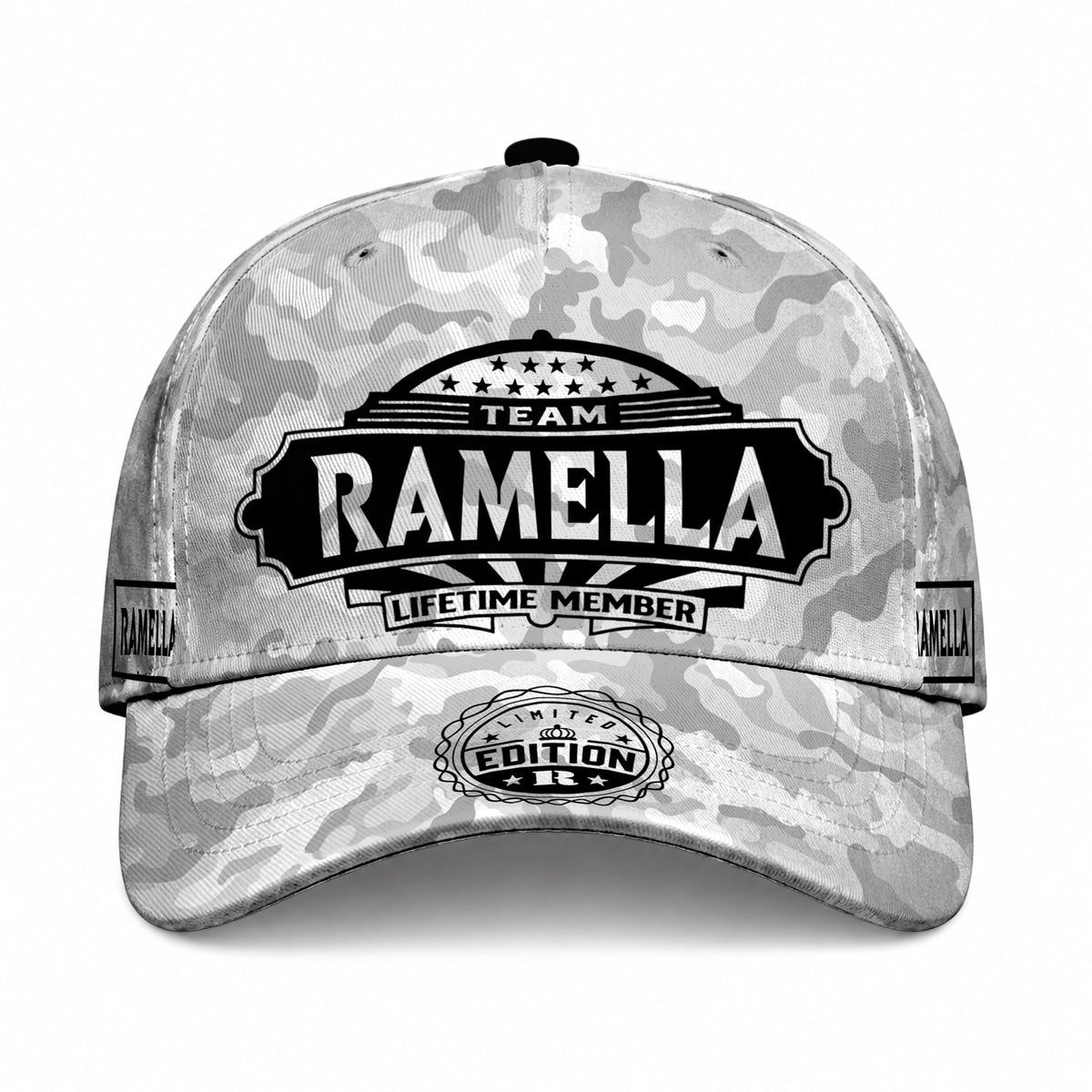 RAMELLA TC01 HH79 Team Your Name Hat, Personalized Camo Baseball Cap, Custom Family Gift, Gift for Him Her