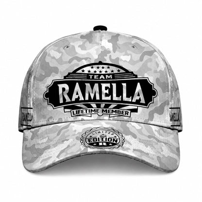 RAMELLA TC01 HH79 Team Your Name Hat, Personalized Camo Baseball Cap, Custom Family Gift, Gift for Him Her