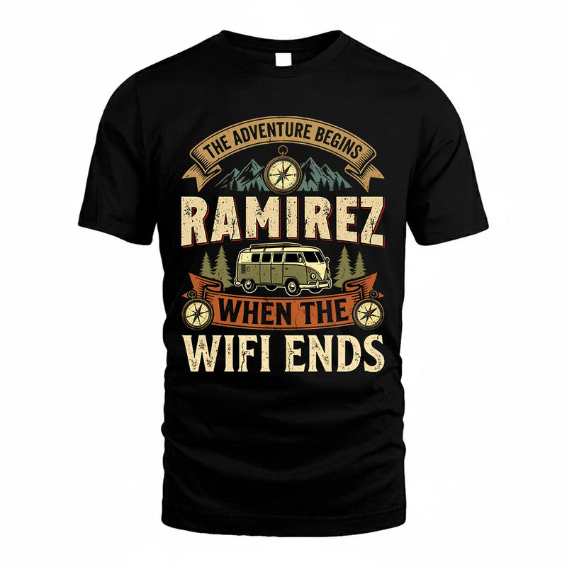 RAMIREZ TT898-K6-229 – Personalized Funny Camping Quote Apparel “The Adventure Begins When The WiFi Ends”