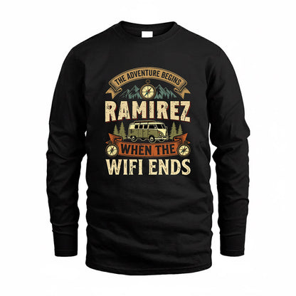 RAMIREZ TT898-K6-229 – Personalized Funny Camping Quote Apparel “The Adventure Begins When The WiFi Ends”