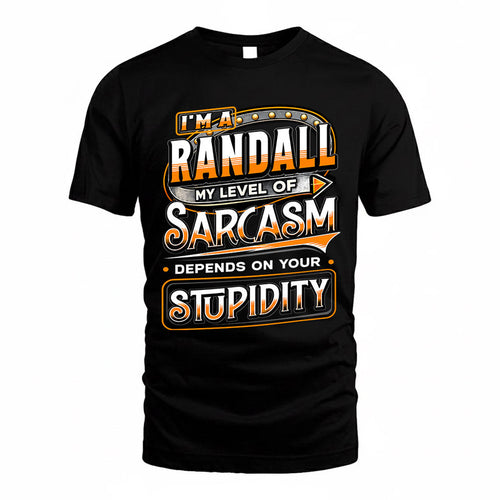 RANDALL TT88-K6-229 – Personalized Funny Sarcasm Apparel "My Level Of Sarcasm Depends On Your Stupidity"