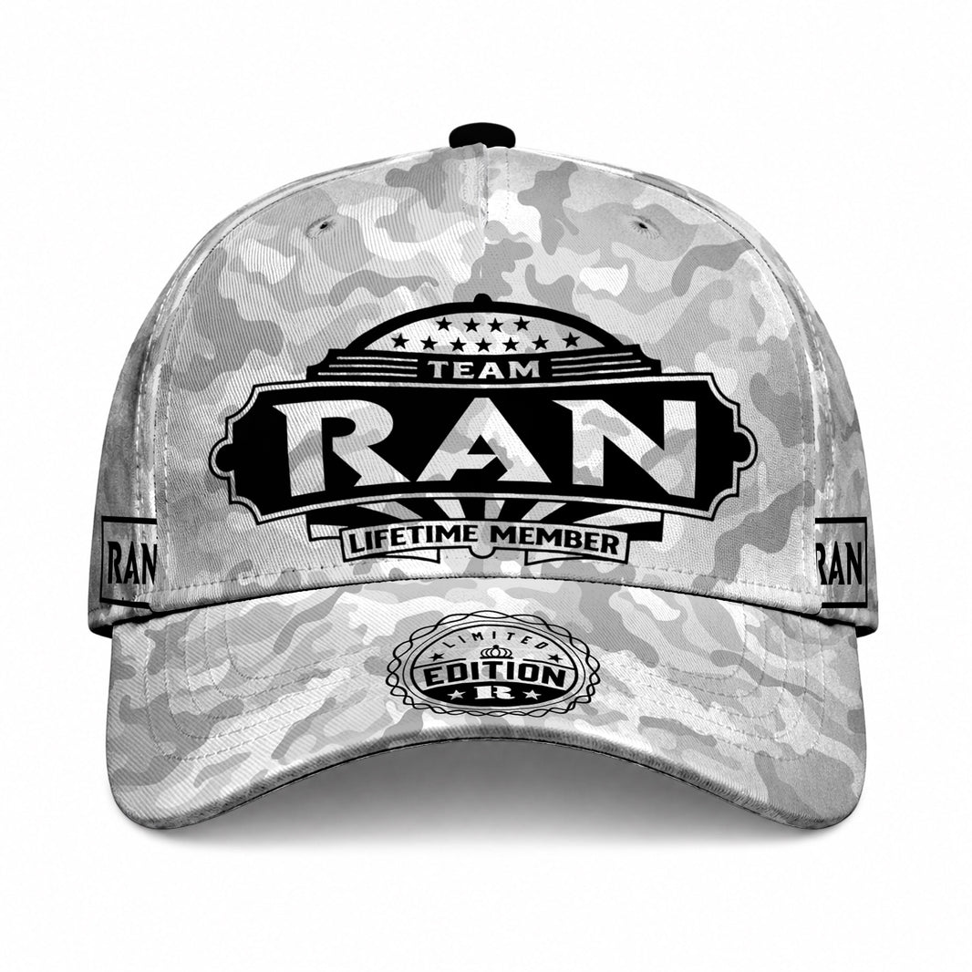 RAN TC01 HH79 Team Your Name Hat, Personalized Camo Baseball Cap, Custom Family Gift, Gift for Him Her