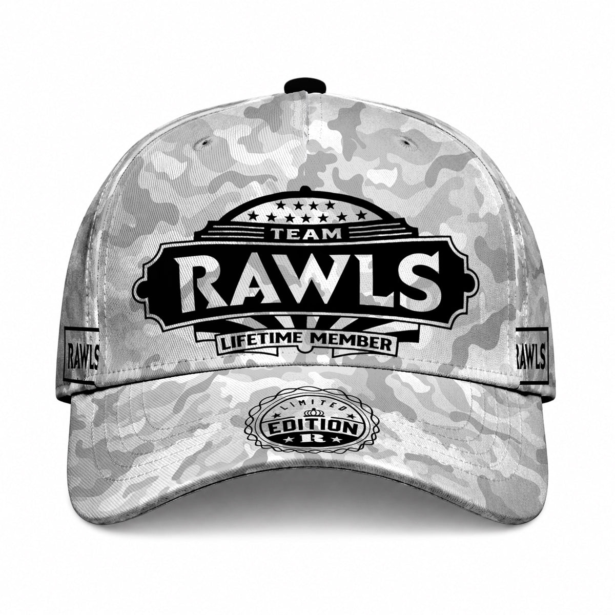 RAWLS TC01 HH79 Team Your Name Hat, Personalized Camo Baseball Cap, Custom Family Gift, Gift for Him Her