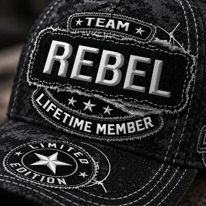 REBEL TC03 HH79  Personalized Black Camo Baseball Cap, Custom Name Family Hat