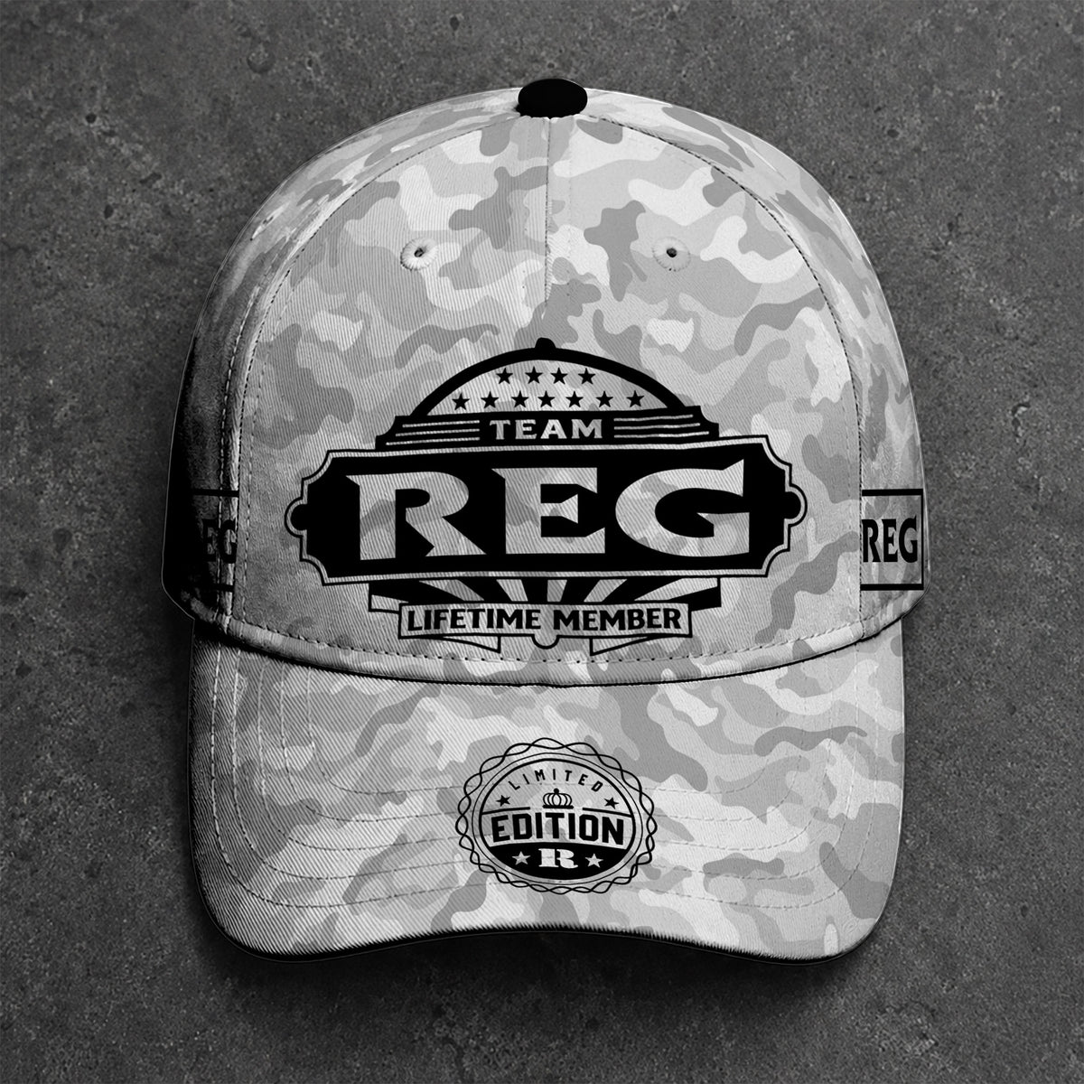 REG TC01 HH79 Team Your Name Hat, Personalized Camo Baseball Cap, Custom Family Gift, Gift for Him Her