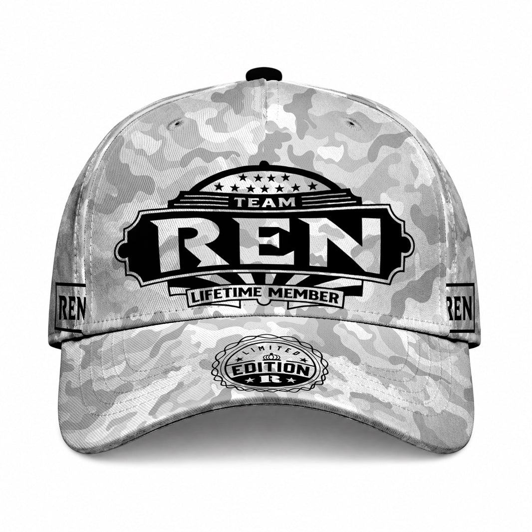 REN TC01 HH79 Team Your Name Hat, Personalized Camo Baseball Cap, Custom Family Gift, Gift for Him Her