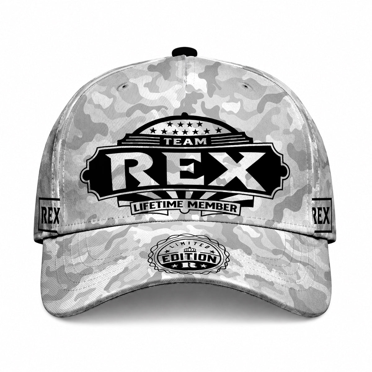 REX TC01 HH79 Team Your Name Hat, Personalized Camo Baseball Cap, Custom Family Gift, Gift for Him Her