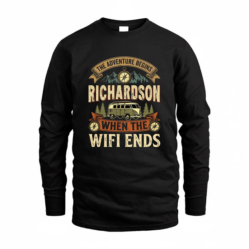 RICHARDSON TT898-K6-229 – Personalized Funny Camping Quote Apparel “The Adventure Begins When The WiFi Ends”