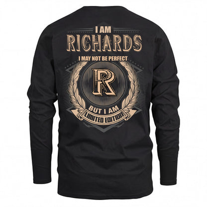 RICHARDS 2K-101–Personalized Name Quote Apparel “I Am NAME May Not Be Perfect But I Am Limited Edition”