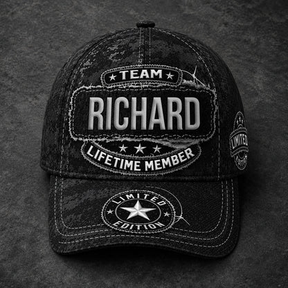 RICHARD TC03 HH79  Personalized Black Camo Baseball Cap, Custom Name Family Hat