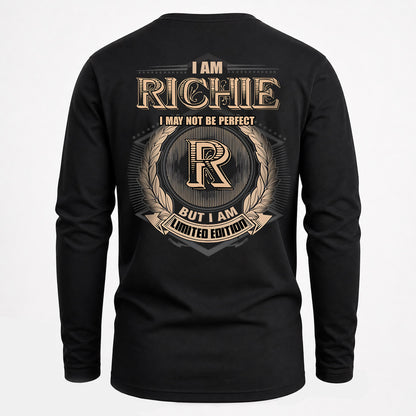 RICHIE 2K-101–Personalized Name Quote Apparel “I Am NAME May Not Be Perfect But I Am Limited Edition”