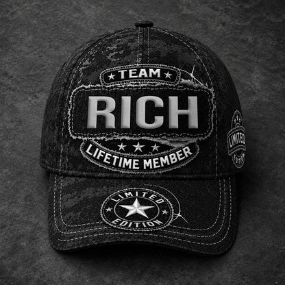 RICH TC03 HH79  Personalized Black Camo Baseball Cap, Custom Name Family Hat