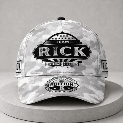RICK TC01 HH79 Team Your Name Hat, Personalized Camo Baseball Cap, Custom Family Gift, Gift for Him Her