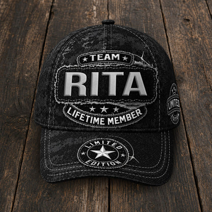 RITA TC03 HH79  Personalized Black Camo Baseball Cap, Custom Name Family Hat