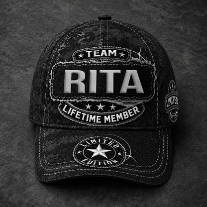 RITA TC03 HH79  Personalized Black Camo Baseball Cap, Custom Name Family Hat