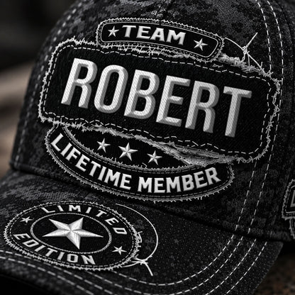 ROBERT TC03 HH79  Personalized Black Camo Baseball Cap, Custom Name Family Hat
