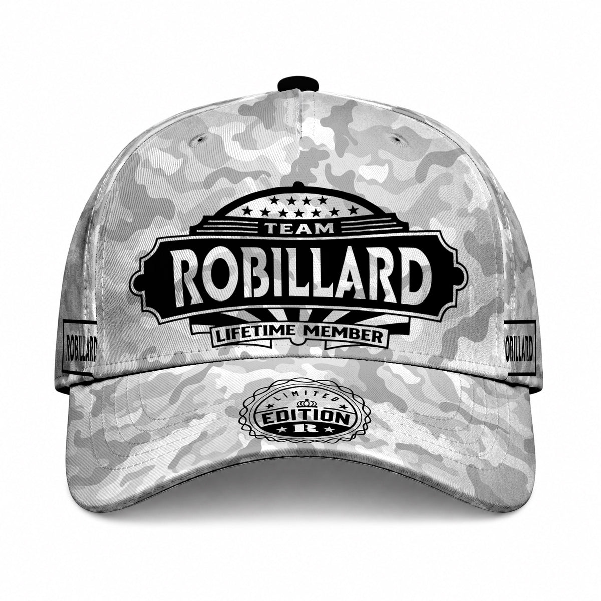ROBILLARD TC01 HH79 Team Your Name Hat, Personalized Camo Baseball Cap, Custom Family Gift, Gift for Him Her