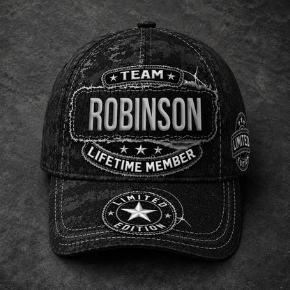 ROBINSON TC03 HH79  Personalized Black Camo Baseball Cap, Custom Name Family Hat