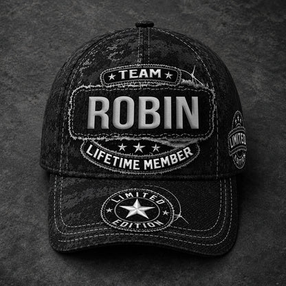 ROBIN TC03 HH79  Personalized Black Camo Baseball Cap, Custom Name Family Hat