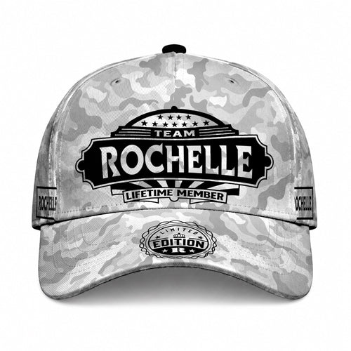 ROCHELLE TC01 HH79 Team Your Name Hat, Personalized Camo Baseball Cap, Custom Family Gift, Gift for Him Her